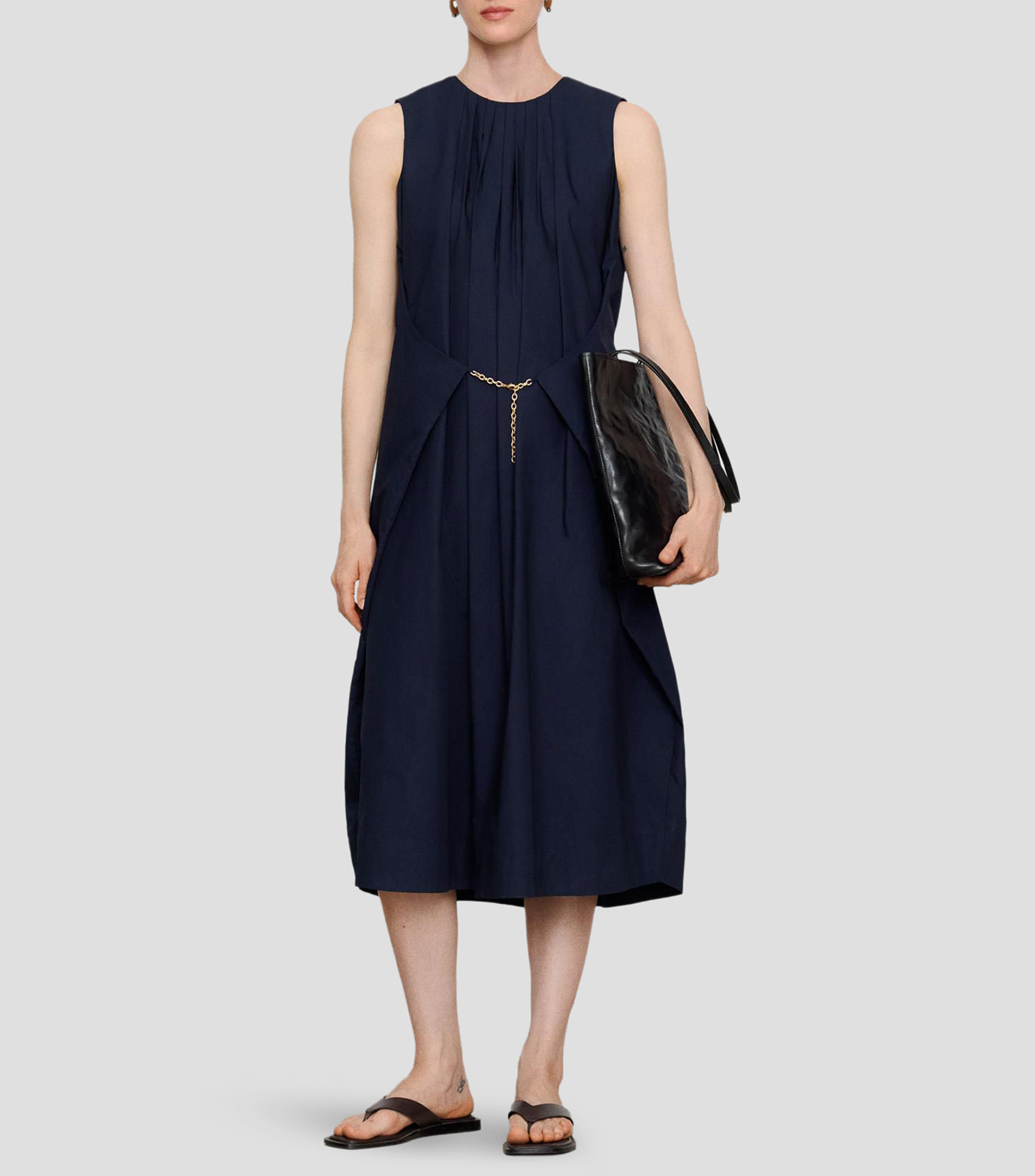 Vestido midi liso Mujer